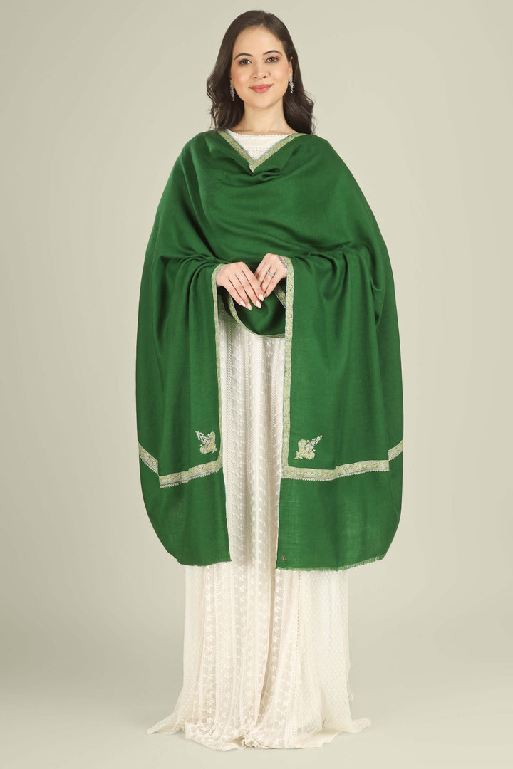 This Green GI Kashmiri Pure Pashmina Nazia Hashidaar Shawl comes in a vibrant emerald base highlighted with Nazia hashidaar borders and a single paisley corner motif, giving a fresh, festive feel while keeping the surface mostly plain for effortless styling.
    
      | pashmina shawls online | authentic Kashmiri pashmina shawl online | pure pashmina shawl online | original GI certified pashmina shawl online | luxury men's pashmina shawl online from Kashmir | where to buy online pure pashmina in India
    
    | GI Tag Certified - Government-verified authentic Kashmiri Pashmina
    | G20 Official Partner - Selected by India for G20 Summit gifting
    | Handicraft Registered - Official recognition of traditional craftsmanship
    | Certificate of Authenticity - Every purchase includes GI certification
