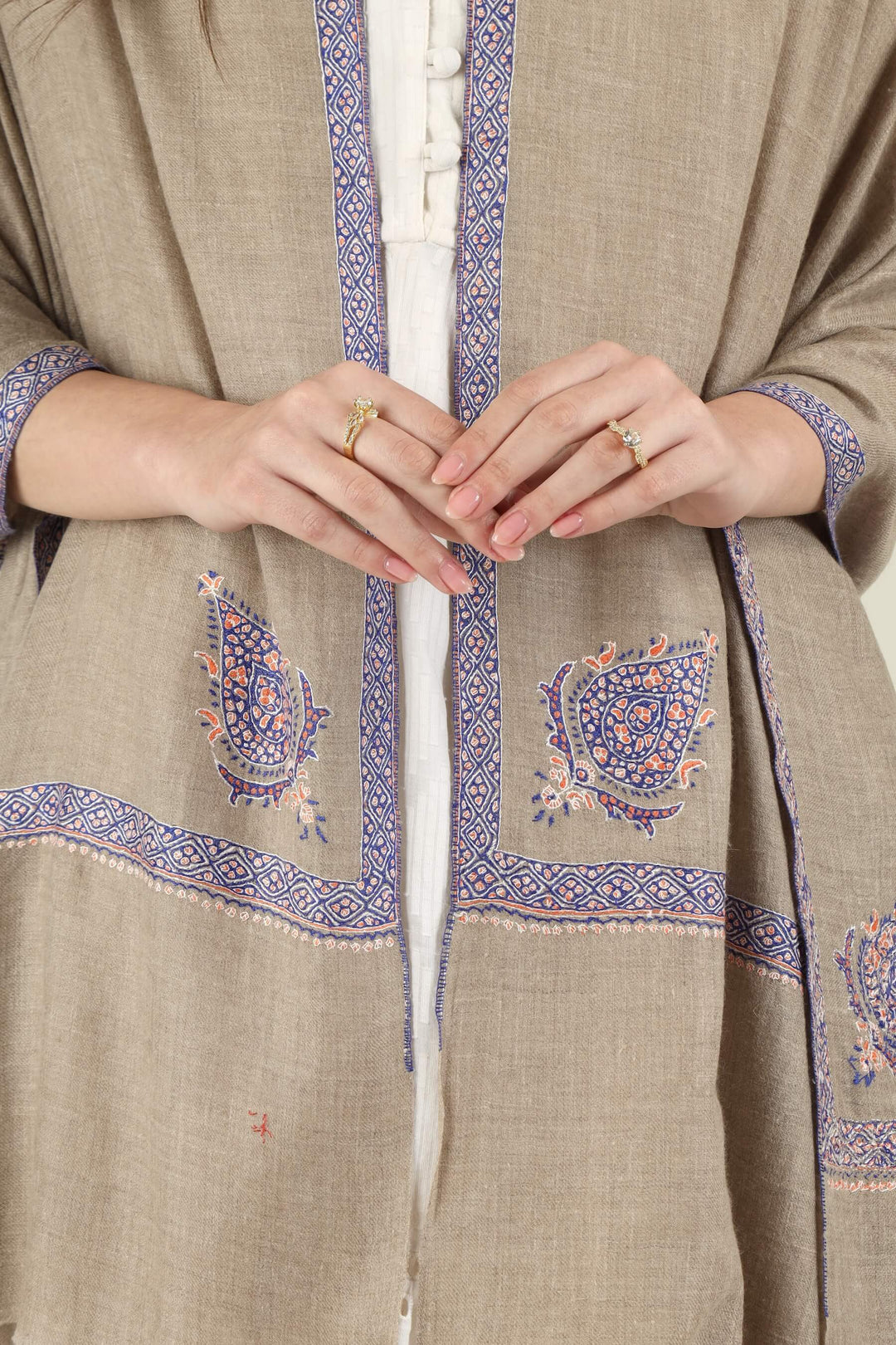 Mehak natural GI Pashmina Hashidaar embroidered stole - view 3