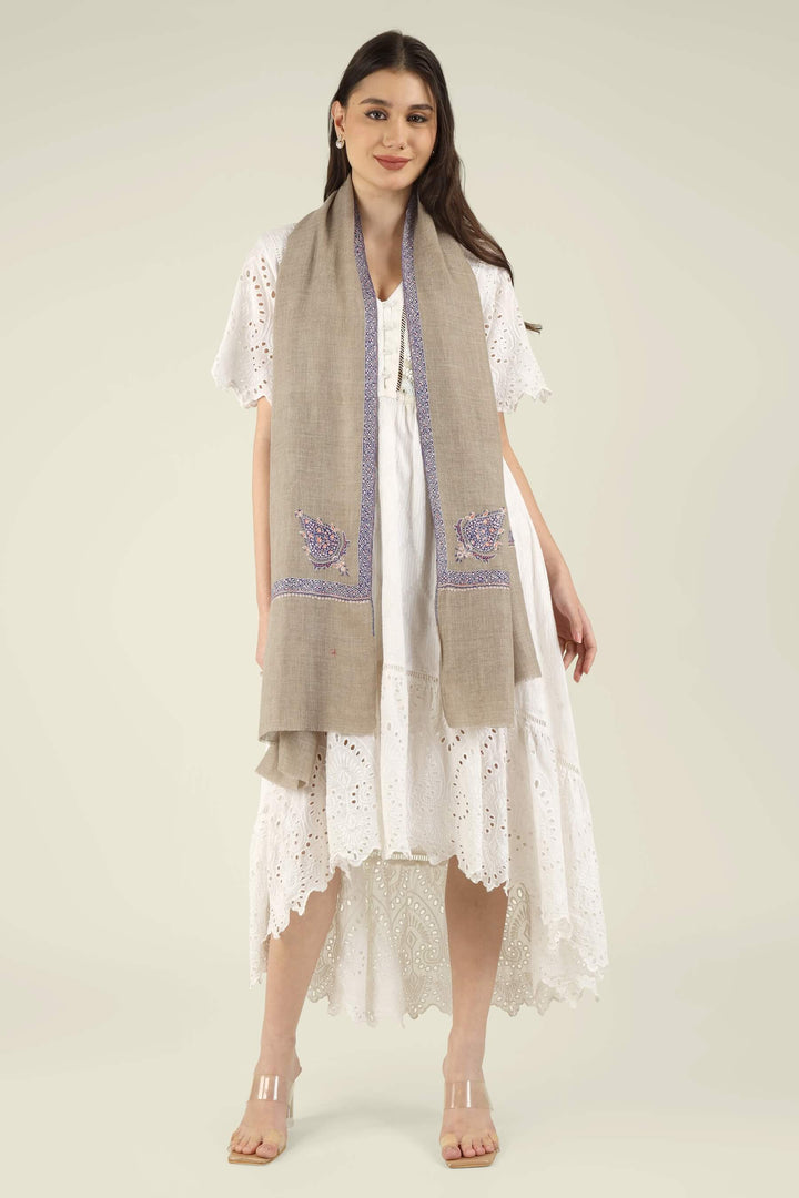 Mehak natural GI Pashmina Hashidaar embroidered stole - view 8
    
      | pashmina shawls online | authentic Kashmiri pashmina shawl online | pure pashmina shawl online | original GI certified pashmina shawl online | luxury men's pashmina shawl online from Kashmir | where to buy online pure pashmina in India
    
    | GI Tag Certified - Government-verified authentic Kashmiri Pashmina
    | G20 Official Partner - Selected by India for G20 Summit gifting
    | Handicraft Registered - Official recognition of traditional craftsmanship
    | Certificate of Authenticity - Every purchase includes GI certification