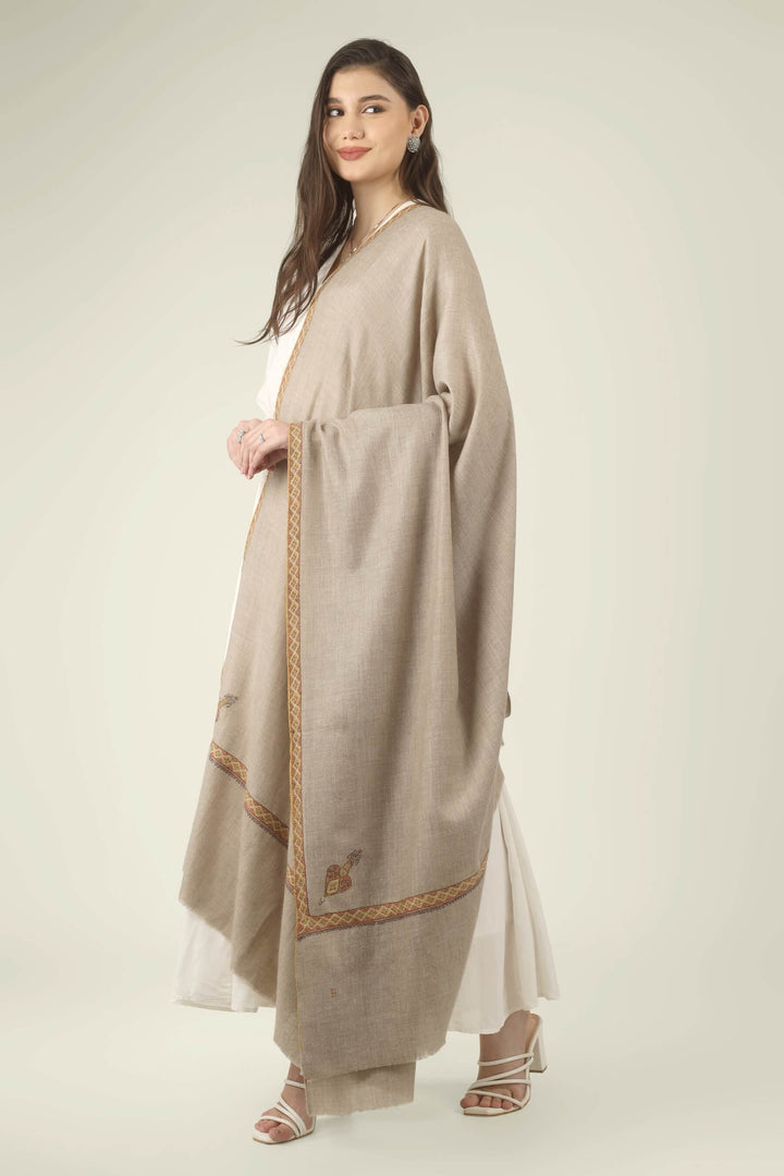 Fakhira natural Khudrang GI Pashmina Hashidaar embroidered shawl - view 1
    
      | pashmina shawls online | authentic Kashmiri pashmina shawl online | pure pashmina shawl online | original GI certified pashmina shawl online | luxury men's pashmina shawl online from Kashmir | where to buy online pure pashmina in India
    
    | GI Tag Certified - Government-verified authentic Kashmiri Pashmina
    | G20 Official Partner - Selected by India for G20 Summit gifting
    | Handicraft Registered - Official recognition of traditional craftsmanship
    | Certificate of Authenticity - Every purchase includes GI certification