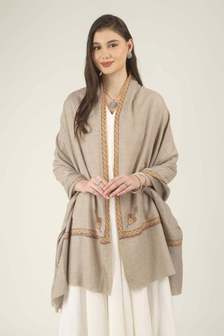 Fakhira natural Khudrang GI Pashmina Hashidaar embroidered shawl - view 2
    
      | pashmina shawls online | authentic Kashmiri pashmina shawl online | pure pashmina shawl online | original GI certified pashmina shawl online | luxury men's pashmina shawl online from Kashmir | where to buy online pure pashmina in India
    
    | GI Tag Certified - Government-verified authentic Kashmiri Pashmina
    | G20 Official Partner - Selected by India for G20 Summit gifting
    | Handicraft Registered - Official recognition of traditional craftsmanship
    | Certificate of Authenticity - Every purchase includes GI certification