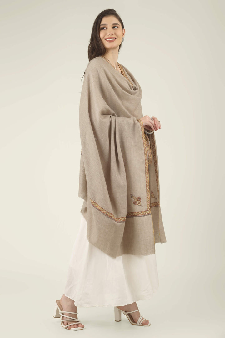 Fakhira natural Khudrang GI Pashmina Hashidaar embroidered shawl - view 6
    
      | pashmina shawls online | authentic Kashmiri pashmina shawl online | pure pashmina shawl online | original GI certified pashmina shawl online | luxury men's pashmina shawl online from Kashmir | where to buy online pure pashmina in India
    
    | GI Tag Certified - Government-verified authentic Kashmiri Pashmina
    | G20 Official Partner - Selected by India for G20 Summit gifting
    | Handicraft Registered - Official recognition of traditional craftsmanship
    | Certificate of Authenticity - Every purchase includes GI certification