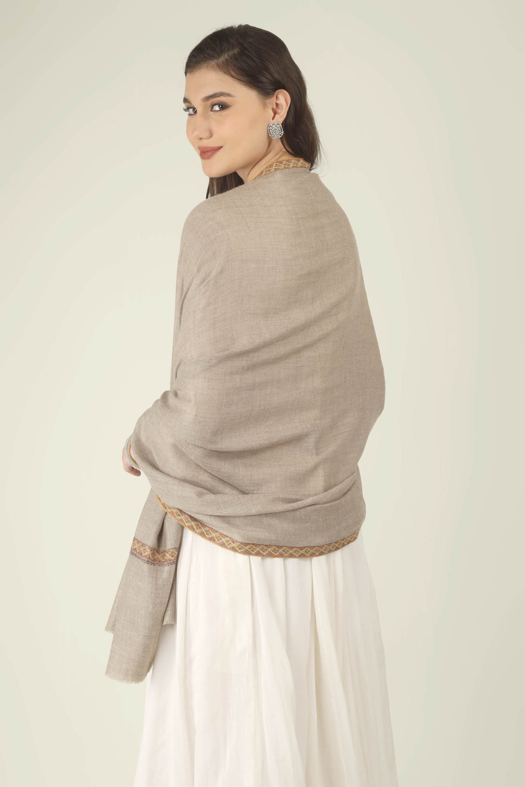 Fakhira natural Khudrang GI Pashmina Hashidaar embroidered shawl - view 9