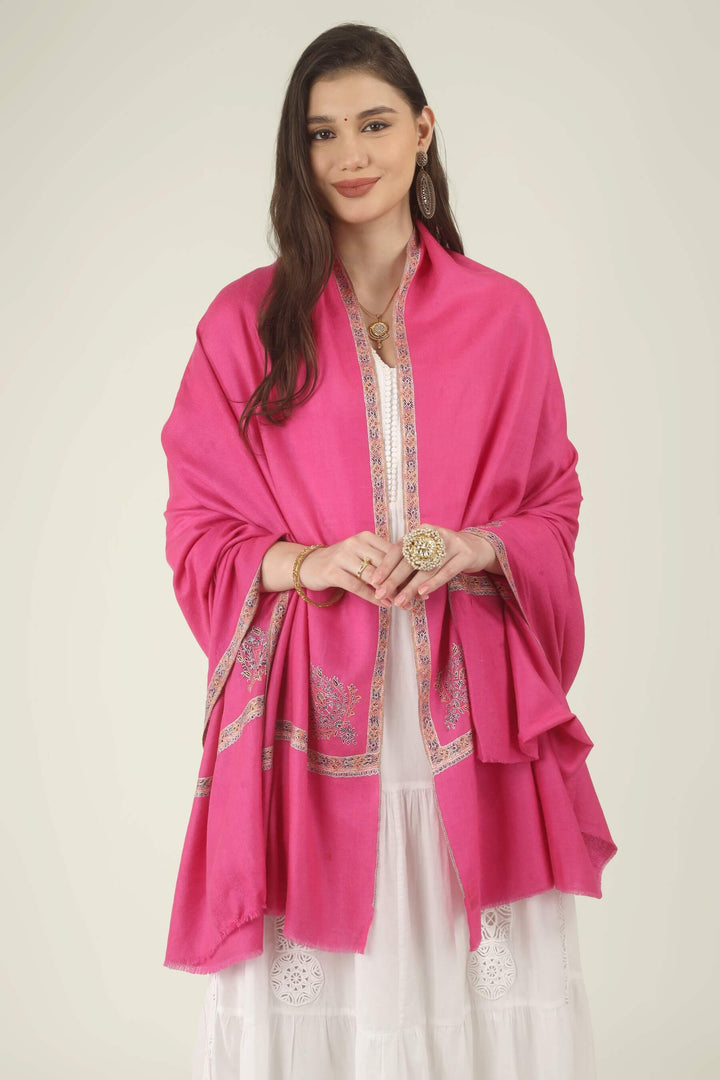 The saturated pink tone is beautifully balanced by the soft multicolour border, creating a look that is festive, graceful and timeless.
    
      | pashmina shawls online | authentic Kashmiri pashmina shawl online | pure pashmina shawl online | original GI certified pashmina shawl online | luxury men's pashmina shawl online from Kashmir | where to buy online pure pashmina in India
    
    | GI Tag Certified - Government-verified authentic Kashmiri Pashmina
    | G20 Official Partner - Selected by India for G20 Summit gifting
    | Handicraft Registered - Official recognition of traditional craftsmanship
    | Certificate of Authenticity - Every purchase includes GI certification
