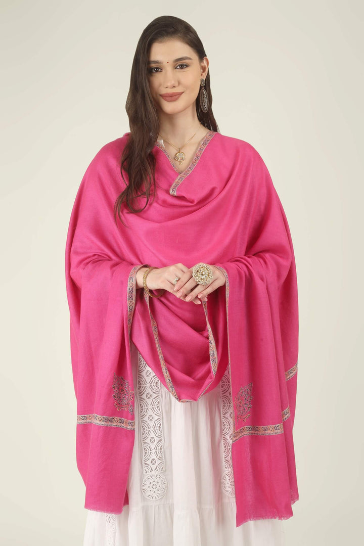 The saturated pink tone is beautifully balanced by the soft multicolour border, creating a look that is festive, graceful and timeless.
    
      | pashmina shawls online | authentic Kashmiri pashmina shawl online | pure pashmina shawl online | original GI certified pashmina shawl online | luxury men's pashmina shawl online from Kashmir | where to buy online pure pashmina in India
    
    | GI Tag Certified - Government-verified authentic Kashmiri Pashmina
    | G20 Official Partner - Selected by India for G20 Summit gifting
    | Handicraft Registered - Official recognition of traditional craftsmanship
    | Certificate of Authenticity - Every purchase includes GI certification