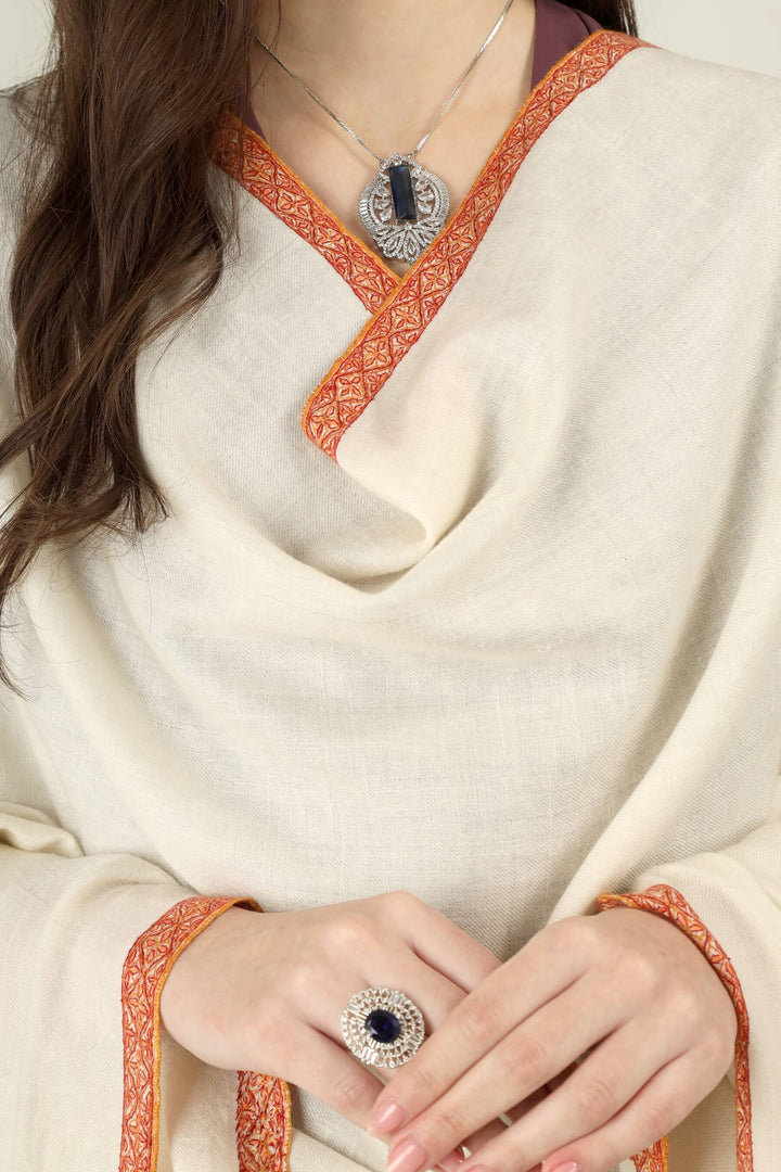Dalia white GI Pashmina Hashidaar embroidered shawl - view 4
    
      | pashmina shawls online | authentic Kashmiri pashmina shawl online | pure pashmina shawl online | original GI certified pashmina shawl online | luxury men's pashmina shawl online from Kashmir | where to buy online pure pashmina in India
    
    | GI Tag Certified - Government-verified authentic Kashmiri Pashmina
    | G20 Official Partner - Selected by India for G20 Summit gifting
    | Handicraft Registered - Official recognition of traditional craftsmanship
    | Certificate of Authenticity - Every purchase includes GI certification