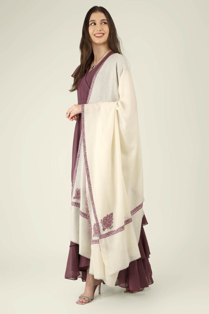 Eira white GI Pashmina Hashidaar embroidered shawl - view 1
    
      | pashmina shawls online | authentic Kashmiri pashmina shawl online | pure pashmina shawl online | original GI certified pashmina shawl online | luxury men's pashmina shawl online from Kashmir | where to buy online pure pashmina in India
    
    | GI Tag Certified - Government-verified authentic Kashmiri Pashmina
    | G20 Official Partner - Selected by India for G20 Summit gifting
    | Handicraft Registered - Official recognition of traditional craftsmanship
    | Certificate of Authenticity - Every purchase includes GI certification