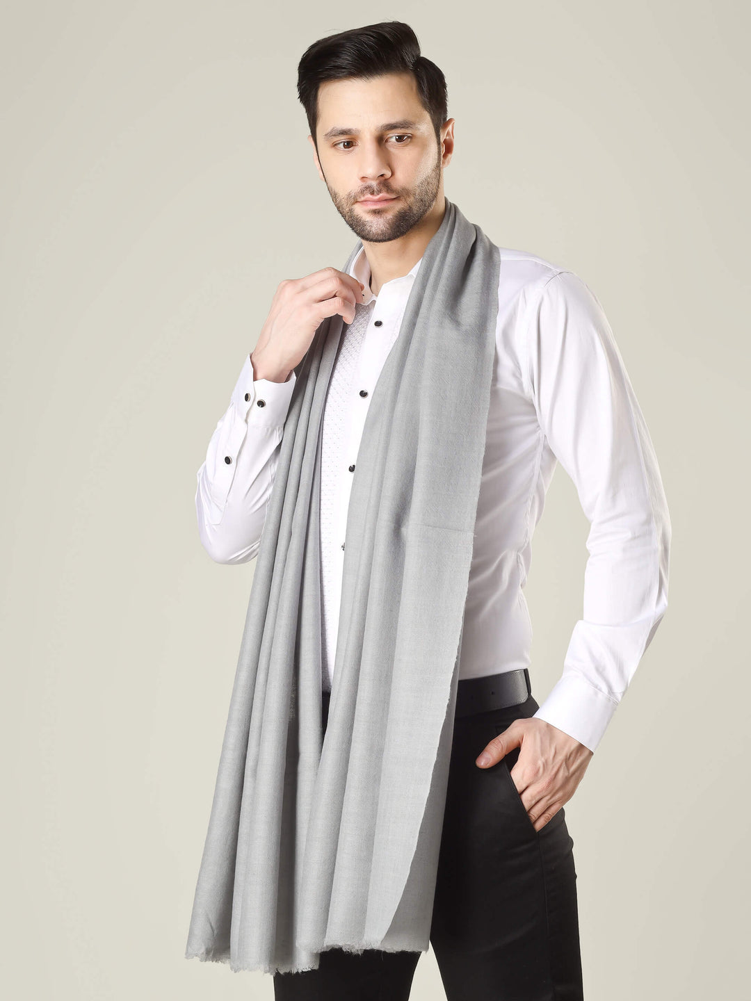 premium pashmina online in India, this grey stole adds understated luxury to your wardrobe and proves that real Kashmiri pashmina is still the smartest style investment