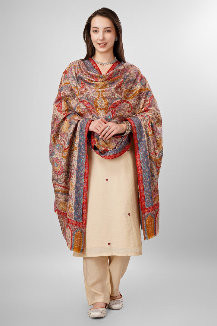 Pashmina Kalamkari Shawls Online – Roshanara Royal Multicolor Heritage
   The Pashmina Kalamkari Malaika Roshanara Shawl is a masterpiece of Kashmiri luxury and artistry, handwoven from ultra-soft, pure pashmina. Its elaborate design celebrates classic kalamkari art with a tapestry of sweeping paisleys, blooming florals, and bold vine motifs
    
      | pashmina shawls online | authentic Kashmiri pashmina shawl online | pure pashmina shawl online | original GI certified pashmina shawl online | luxury men's pashmina shawl online from Kashmir | where to buy online pure pashmina in India
    
    | GI Tag Certified - Government-verified authentic Kashmiri Pashmina
    | G20 Official Partner - Selected by India for G20 Summit gifting
    | Handicraft Registered - Official recognition of traditional craftsmanship
    | Certificate of Authenticity - Every purchase includes GI certification