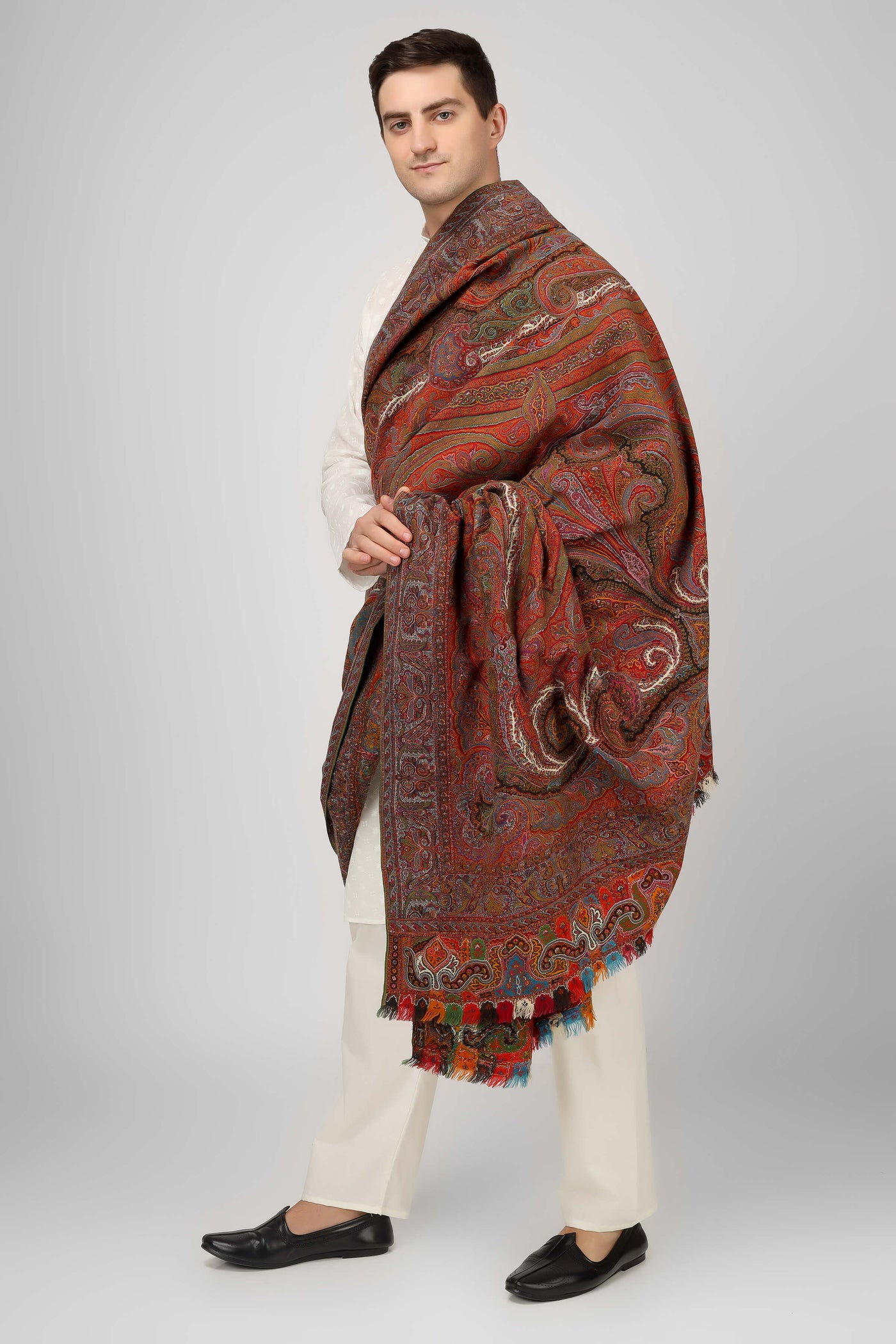 RICH - QATAR - KUWAIT- BEHREEN -antique kashmir long shawl ,Vintage Kashmir Long Shawl - Full Size, Traditional Design
