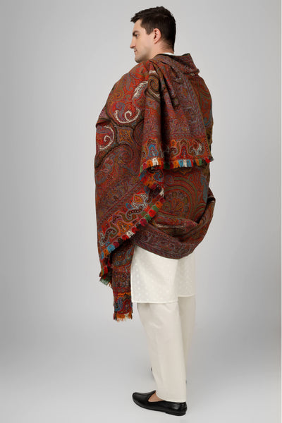 WEDDING - PASHMINA -antique kashmir long shawl Vintage Kashmir Long Shawl - Full Size, Traditional Design
