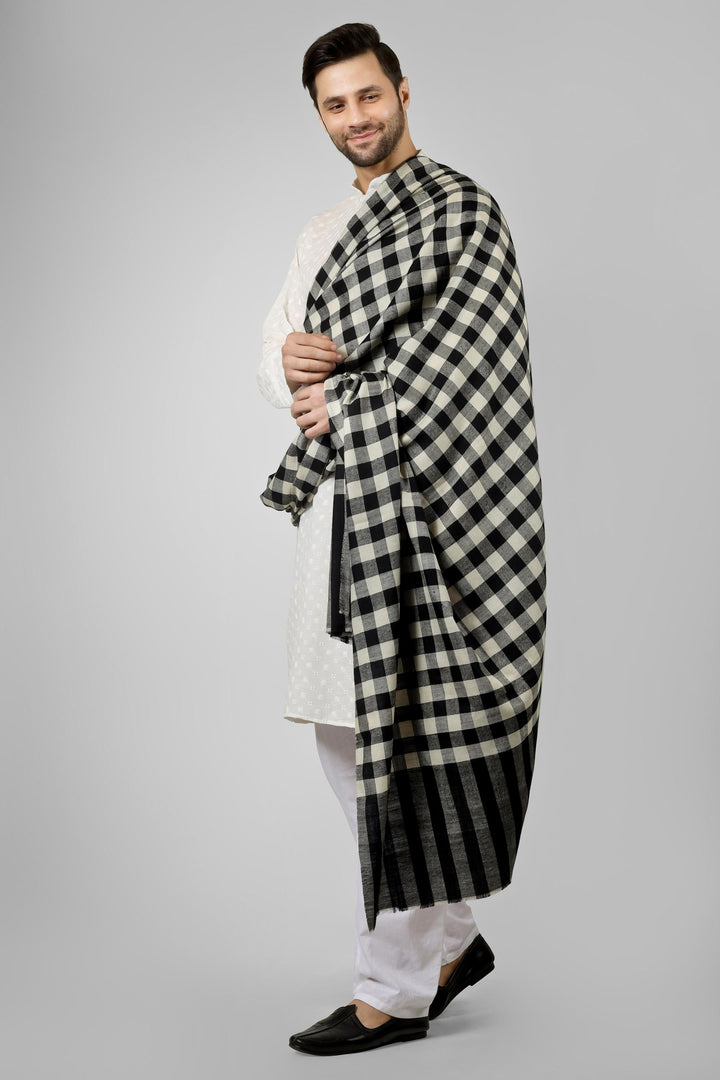 Ideal for gentlemen worldwide seeking distinctive men's pashmina shawls in the USA, Canada, UK, Europe and Middle East, this checkered black and white pashmina shawl offers authentic Kashmiri craftsmanship for bold fashion statements.
    
      | pashmina shawls online | authentic Kashmiri pashmina shawl online | pure pashmina shawl online | original GI certified pashmina shawl online | luxury men's pashmina shawl online from Kashmir | where to buy online pure pashmina in India
    
    | GI Tag Certified - Government-verified authentic Kashmiri Pashmina
    | G20 Official Partner - Selected by India for G20 Summit gifting
    | Handicraft Registered - Official recognition of traditional craftsmanship
    | Certificate of Authenticity - Every purchase includes GI certification