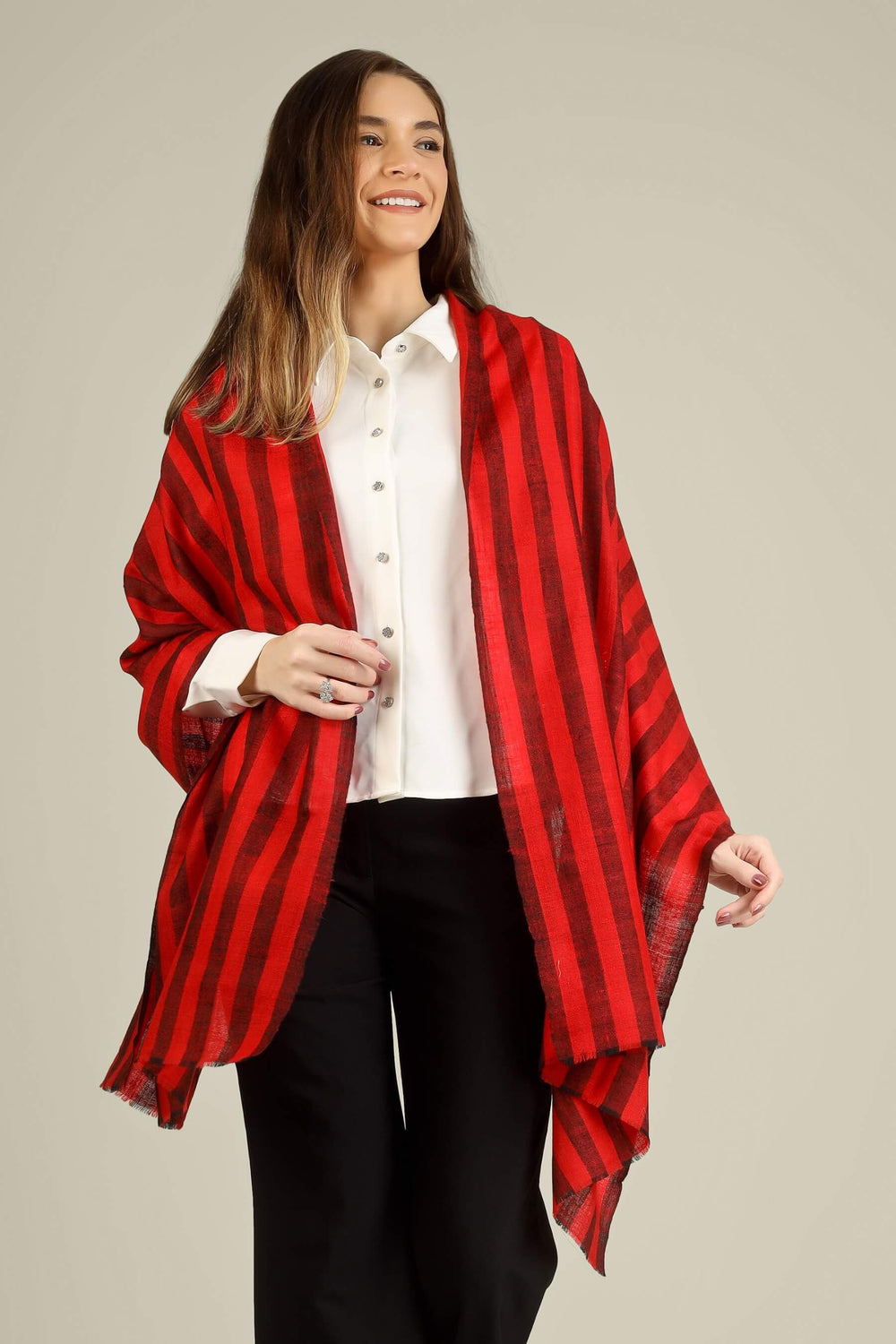 pure cashmere pashmina online in London and across the UK, this red stole adds instant drama to monochrome outfits while remaining timeless enough to stay in your wardrobe for years