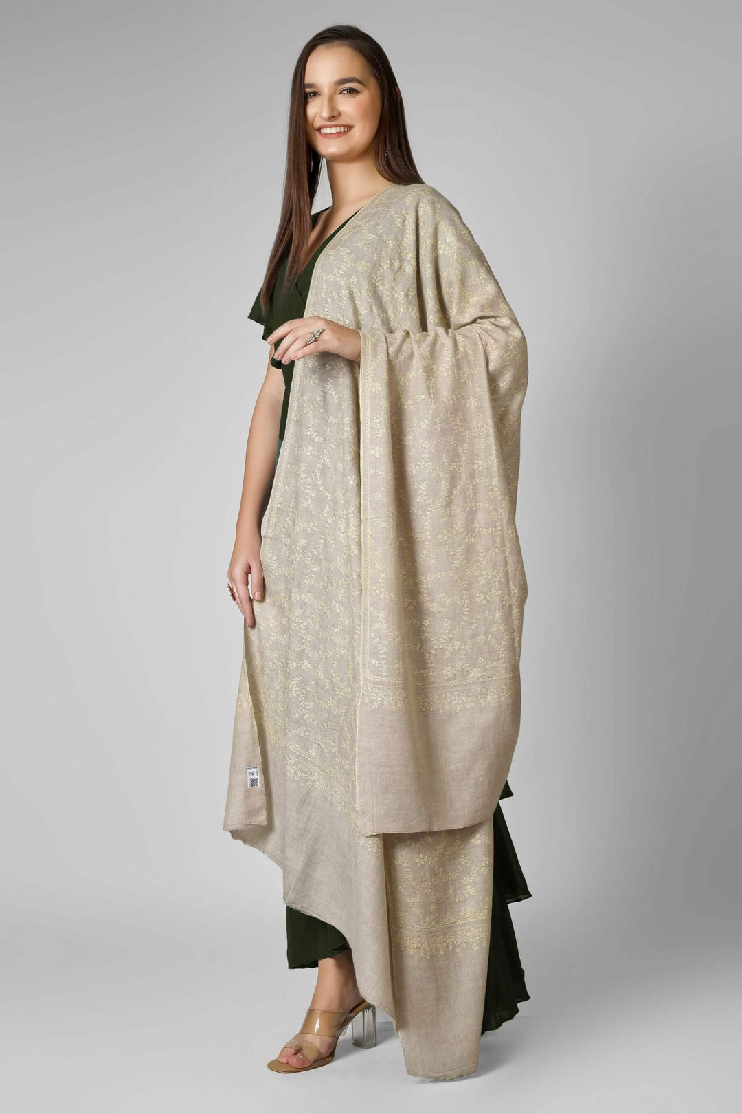 Natural Mahira Jaldaar GI Pashmina Shawl