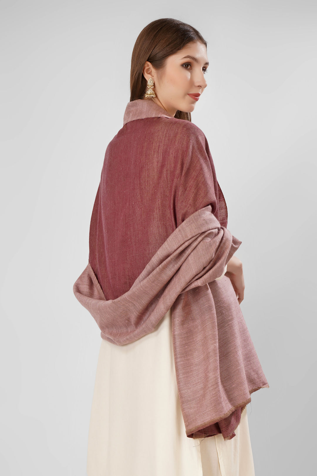 Pashmina Reversible Shawl | Maroon & Pink Handwoven Kashmiri Pashmina by Kepra | Luxurious GI-Certified Wrap for Timeless Style