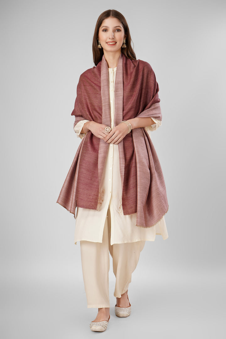 Pashmina Reversible Shawl | Maroon & Pink Handwoven Kashmiri Pashmina by Kepra | Luxurious GI-Certified Wrap for Timeless Style