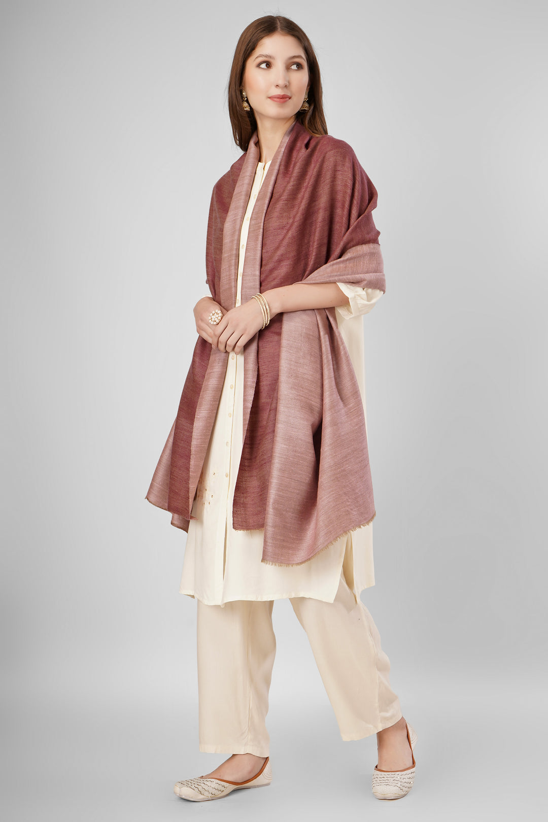 Pashmina Reversible Shawl | Maroon & Pink Handwoven Kashmiri Pashmina by Kepra | Luxurious GI-Certified Wrap for Timeless Style