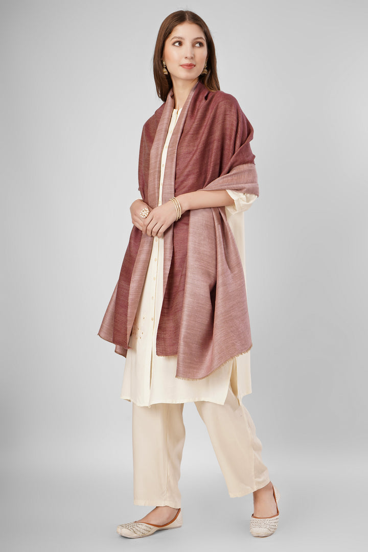Pashmina Reversible Shawl | Maroon & Pink Handwoven Kashmiri Pashmina by Kepra | Luxurious GI-Certified Wrap for Timeless Style
