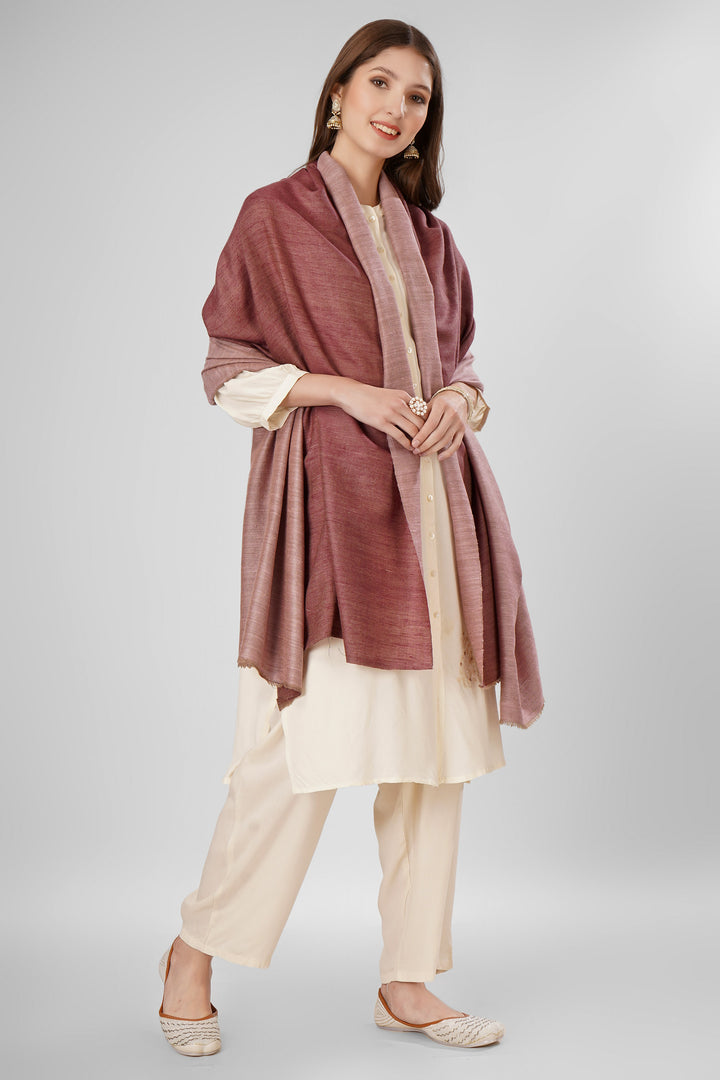 Pashmina Reversible Shawl | Maroon & Pink Handwoven Kashmiri Pashmina by Kepra | Luxurious GI-Certified Wrap for Timeless Style