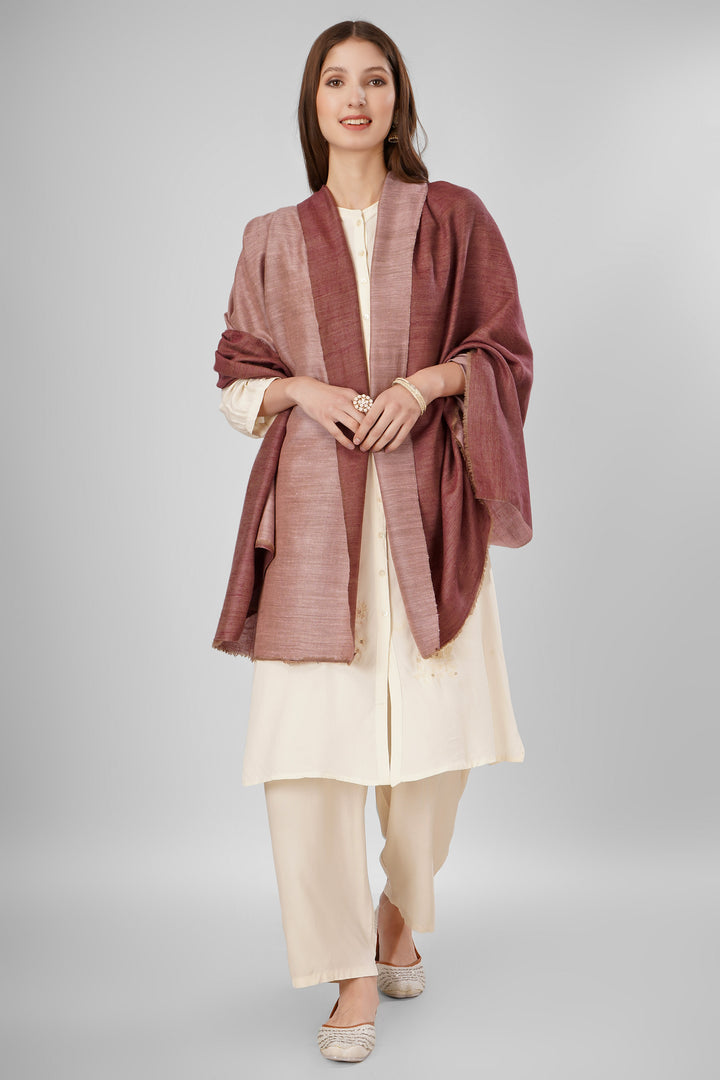 Pashmina Reversible Shawl | Maroon & Pink Handwoven Kashmiri Pashmina by Kepra | Luxurious GI-Certified Wrap for Timeless Style
