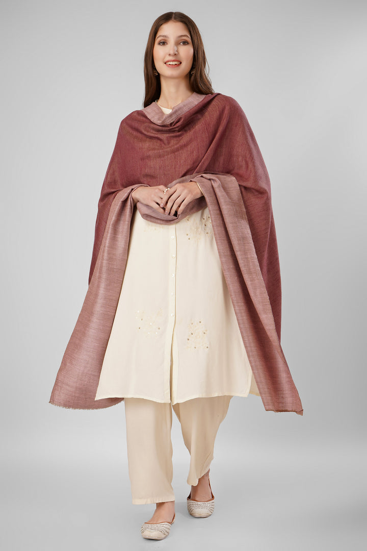 Pashmina Reversible Shawl | Maroon & Pink Handwoven Kashmiri Pashmina by Kepra | Luxurious GI-Certified Wrap for Timeless Style