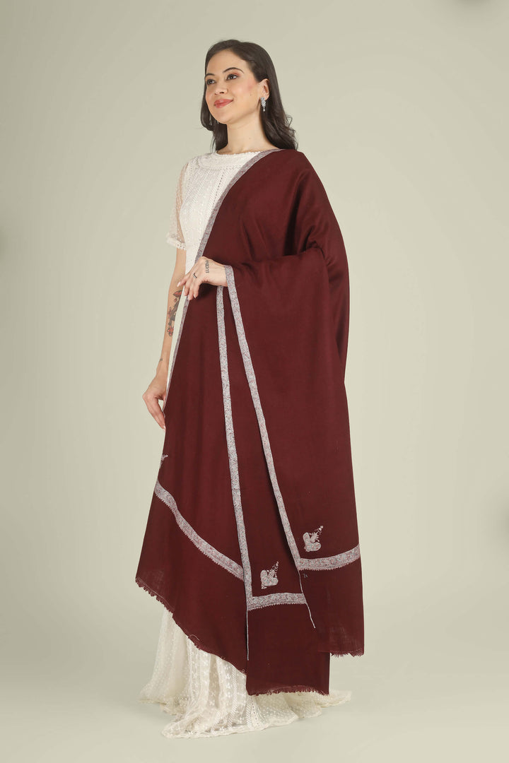 This Wine GI Kashmiri Pure Pashmina Muntaha Hashidaar Shawl drapes in a deep wine base finished with pastel Muntaha hashidaar borders and a single paisley corner motif, creating a rich yet soft look that works beautifully for winter evenings and celebrations.
    
      | pashmina shawls online | authentic Kashmiri pashmina shawl online | pure pashmina shawl online | original GI certified pashmina shawl online | luxury men's pashmina shawl online from Kashmir | where to buy online pure pashmina in India
    
    | GI Tag Certified - Government-verified authentic Kashmiri Pashmina
    | G20 Official Partner - Selected by India for G20 Summit gifting
    | Handicraft Registered - Official recognition of traditional craftsmanship
    | Certificate of Authenticity - Every purchase includes GI certification