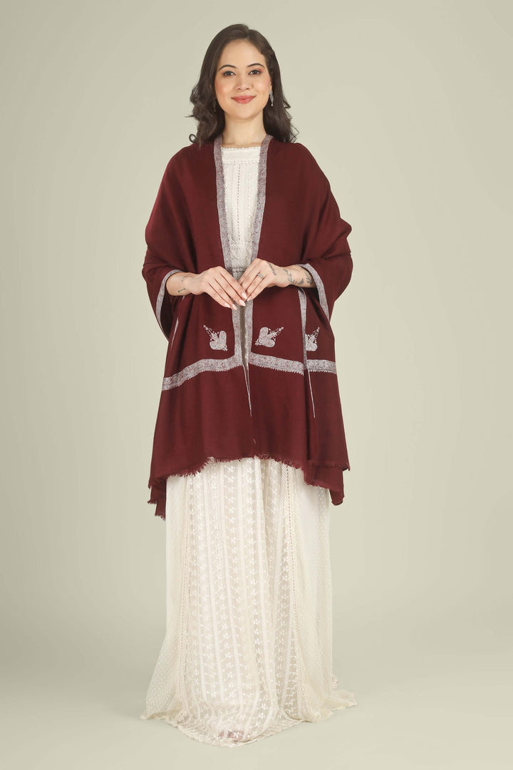 This Wine GI Kashmiri Pure Pashmina Muntaha Hashidaar Shawl drapes in a deep wine base finished with pastel Muntaha hashidaar borders and a single paisley corner motif, creating a rich yet soft look that works beautifully for winter evenings and celebrations.
    
      | pashmina shawls online | authentic Kashmiri pashmina shawl online | pure pashmina shawl online | original GI certified pashmina shawl online | luxury men's pashmina shawl online from Kashmir | where to buy online pure pashmina in India
    
    | GI Tag Certified - Government-verified authentic Kashmiri Pashmina
    | G20 Official Partner - Selected by India for G20 Summit gifting
    | Handicraft Registered - Official recognition of traditional craftsmanship
    | Certificate of Authenticity - Every purchase includes GI certification