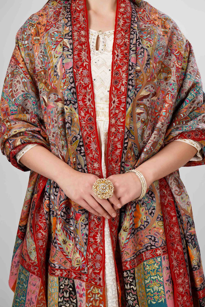 Pashmina Kalamkari Shawls Online – Exquisite Hand-Painted Multicolor Designs
The Pashmina Kalamkari Malaika Hoor Shawl is a celebration of color and Kashmir’s renowned artisan tradition. Its base features a soft, powder blue that provides a tranquil canvas for lavish, hand-painted and hand-embroidered kalamkari motifs
    
      | pashmina shawls online | authentic Kashmiri pashmina shawl online | pure pashmina shawl online | original GI certified pashmina shawl online | luxury men's pashmina shawl online from Kashmir | where to buy online pure pashmina in India
    
    | GI Tag Certified - Government-verified authentic Kashmiri Pashmina
    | G20 Official Partner - Selected by India for G20 Summit gifting
    | Handicraft Registered - Official recognition of traditional craftsmanship
    | Certificate of Authenticity - Every purchase includes GI certification