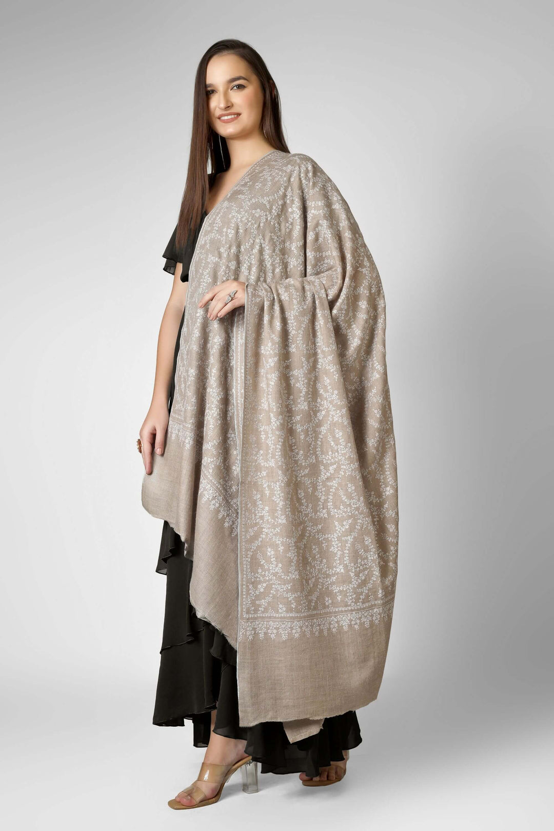 Natural Zaria GI pashmina Jaldaar Shawl