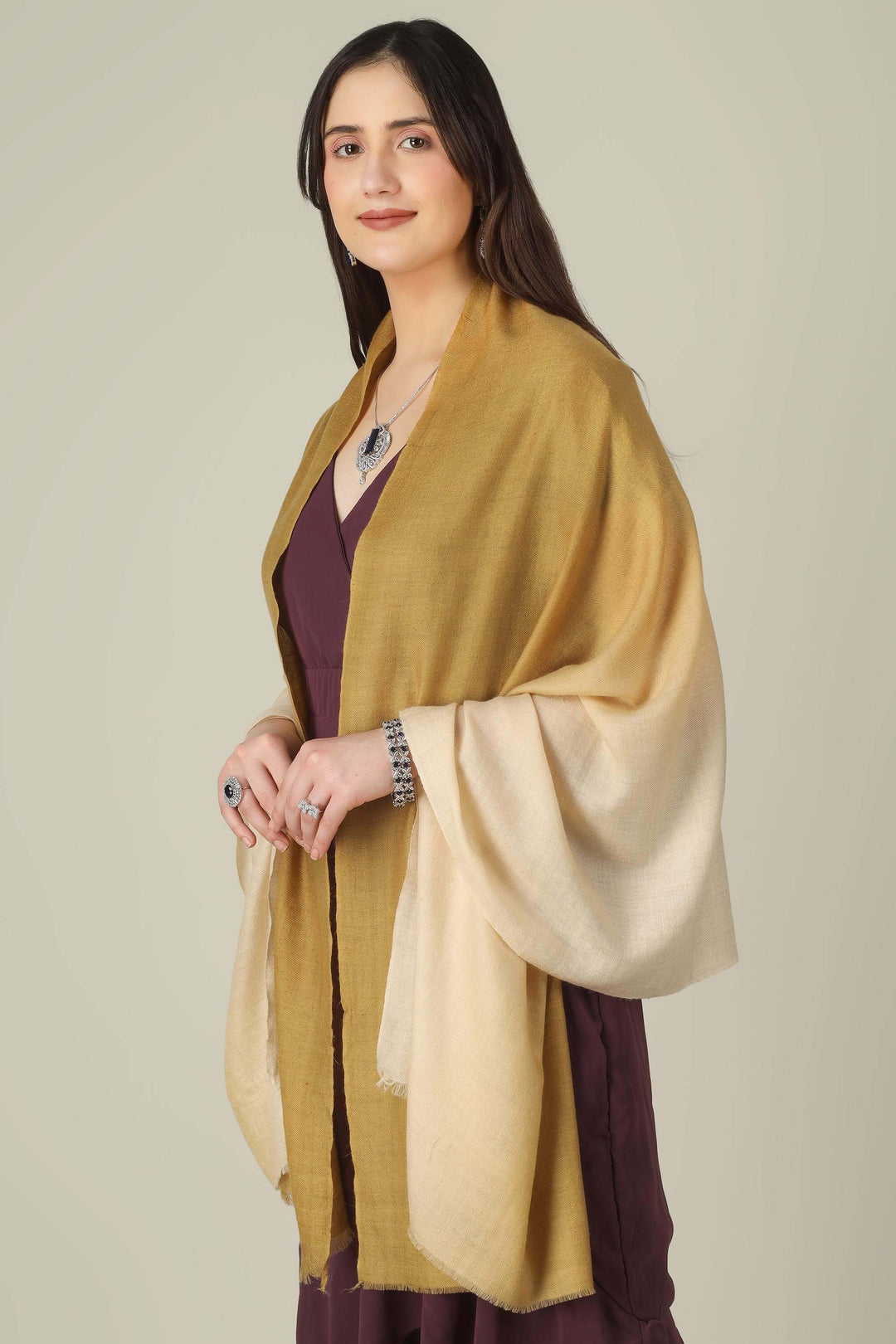 pashmina online, this golden ombre stole brings Kashmiri craftsmanship to elegant wardrobes in France and beyond. Add it to your collection when you want the very best pashmina online