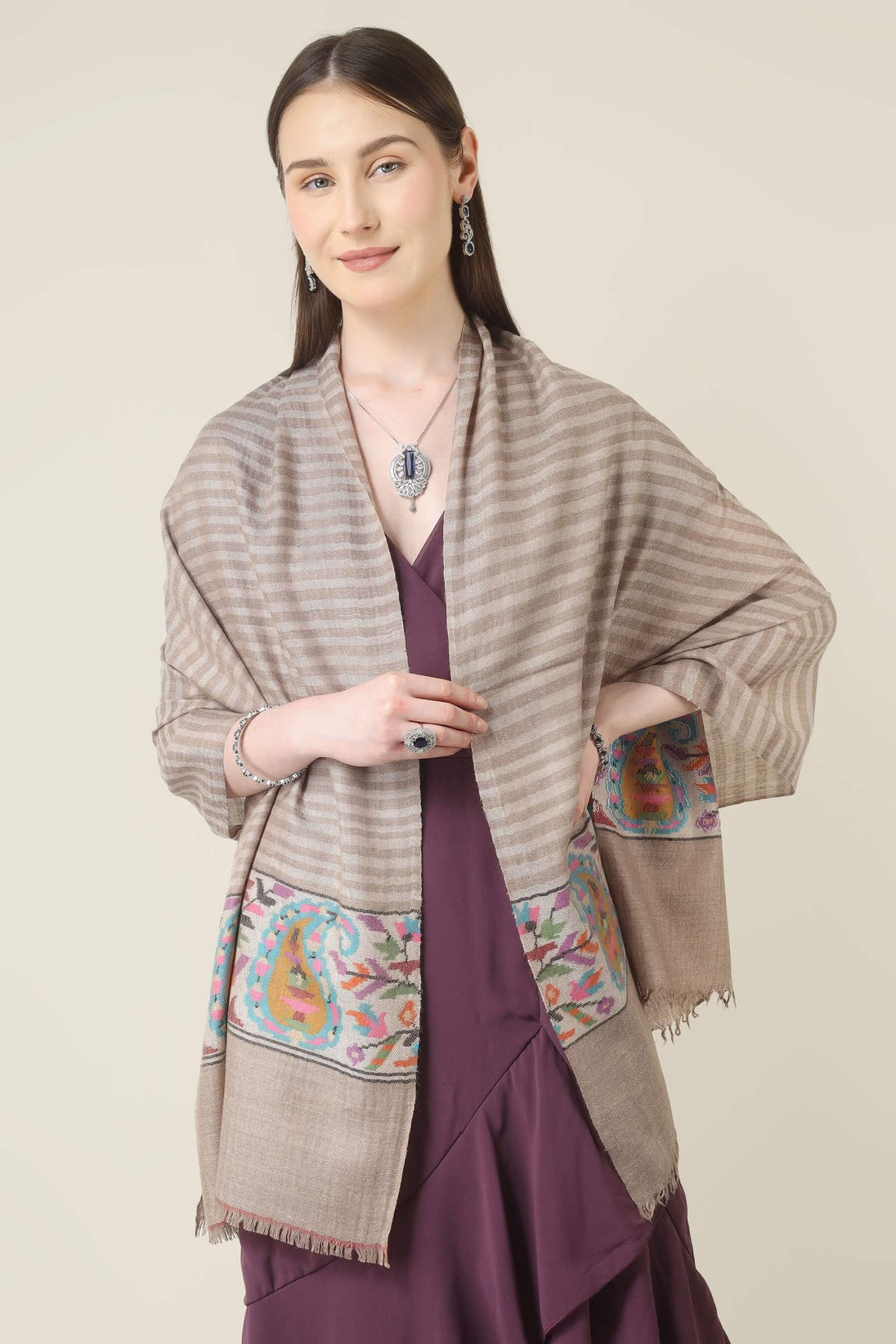 authentic kani pashmina online, this stole combines traditional craftsmanship, rich detail, and timeless appeal in one elegant design.