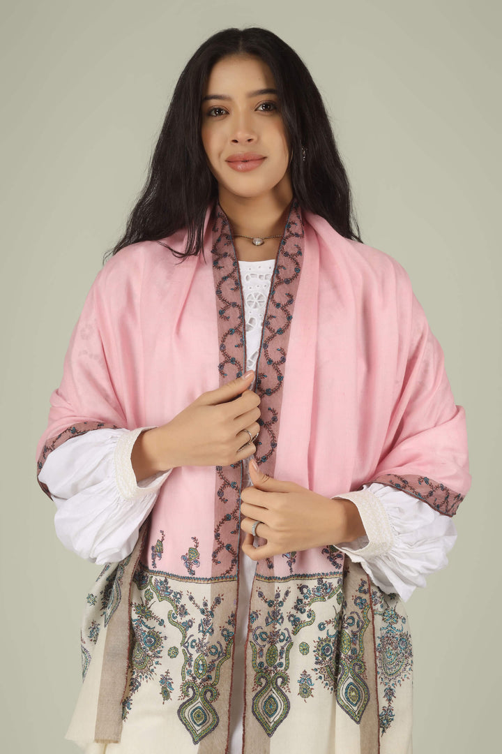 Hand-embroidered pink and white dual-tone pure Pashmina stole with multi-colored floral Sozni needlework from Kepra.
    
      | pashmina shawls online | authentic Kashmiri pashmina shawl online | pure pashmina shawl online | original GI certified pashmina shawl online | luxury men's pashmina shawl online from Kashmir | where to buy online pure pashmina in India
    
    | GI Tag Certified - Government-verified authentic Kashmiri Pashmina
    | G20 Official Partner - Selected by India for G20 Summit gifting
    | Handicraft Registered - Official recognition of traditional craftsmanship
    | Certificate of Authenticity - Every purchase includes GI certification