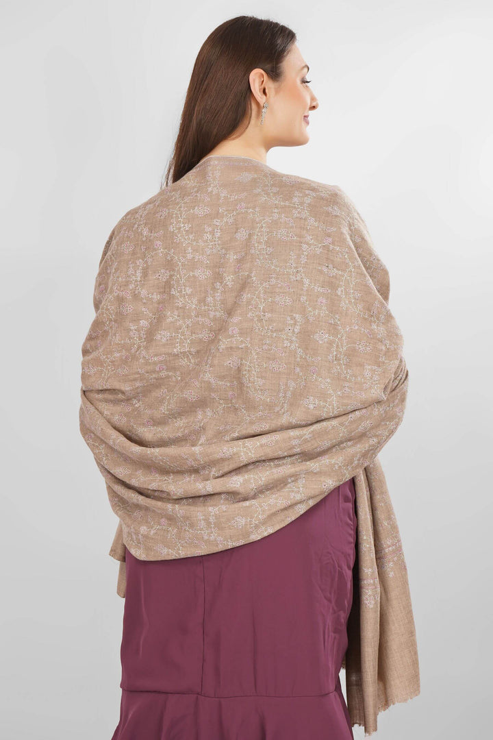 "Pashmina Natural Gulnaar Sozni Shawl | Handwoven Kashmiri Pashmina Wool | Luxury Floral Sozni Embroidery Shawl | Soft, Warm, Elegant Wrap for Every Occasion"

