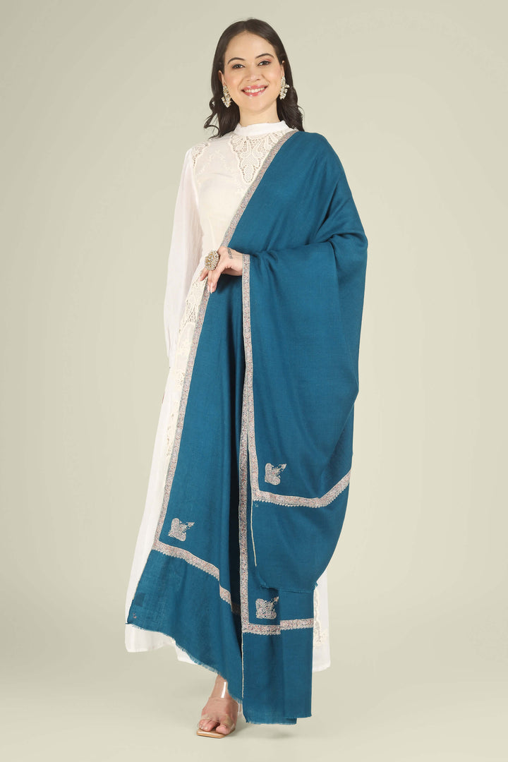 This teal Hashidaar shawl is an elegant choice for anyone seeking a versatile Kashmiri Pashmina with a rich jewel-toned base, restrained Sozni detailing and timeless wearability
    
      | pashmina shawls online | authentic Kashmiri pashmina shawl online | pure pashmina shawl online | original GI certified pashmina shawl online | luxury men's pashmina shawl online from Kashmir | where to buy online pure pashmina in India
    
    | GI Tag Certified - Government-verified authentic Kashmiri Pashmina
    | G20 Official Partner - Selected by India for G20 Summit gifting
    | Handicraft Registered - Official recognition of traditional craftsmanship
    | Certificate of Authenticity - Every purchase includes GI certification