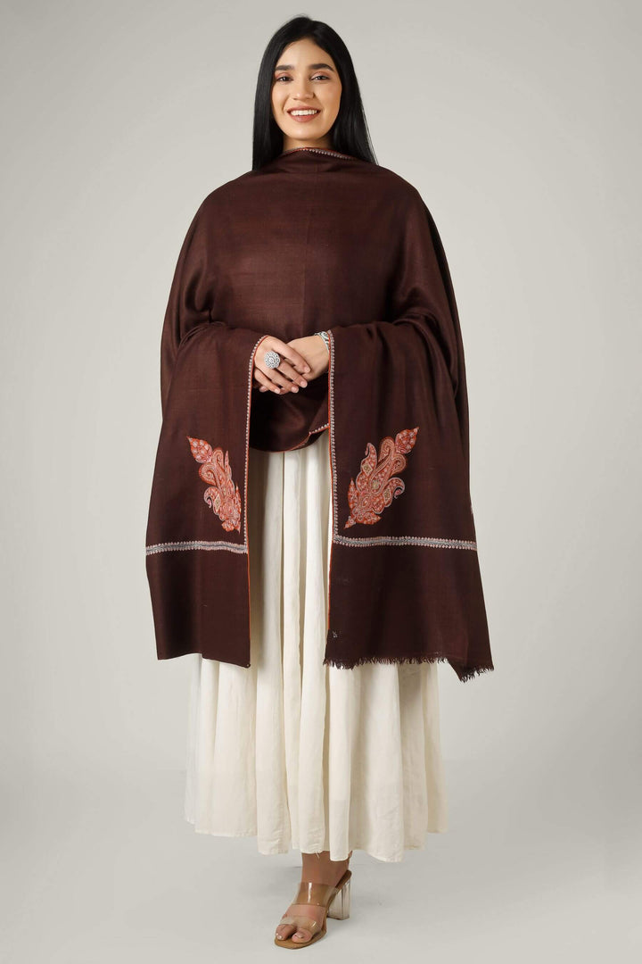Ideal for admirers of luxury pashmina shawls in India and worldwide, this chocolate brown paisley  pashmina shawl layers effortlessly over Indian and Western outfits, adding timeless Kashmiri elegance to any wardrobe.
    
      | pashmina shawls online | authentic Kashmiri pashmina shawl online | pure pashmina shawl online | original GI certified pashmina shawl online | luxury men's pashmina shawl online from Kashmir | where to buy online pure pashmina in India
    
    | GI Tag Certified - Government-verified authentic Kashmiri Pashmina
    | G20 Official Partner - Selected by India for G20 Summit gifting
    | Handicraft Registered - Official recognition of traditional craftsmanship
    | Certificate of Authenticity - Every purchase includes GI certification