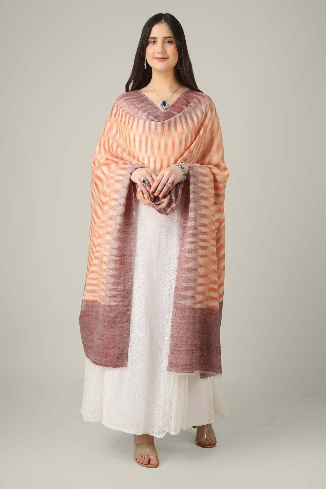 ideal for customers searching for a pure pashmina shawl online in India. It folds easily into a handbag or travel case yet instantly elevates your look whenever you drape it over your shoulders