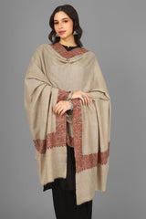 Khudrang Hambdaar Pashmina Border Sozni Shawl