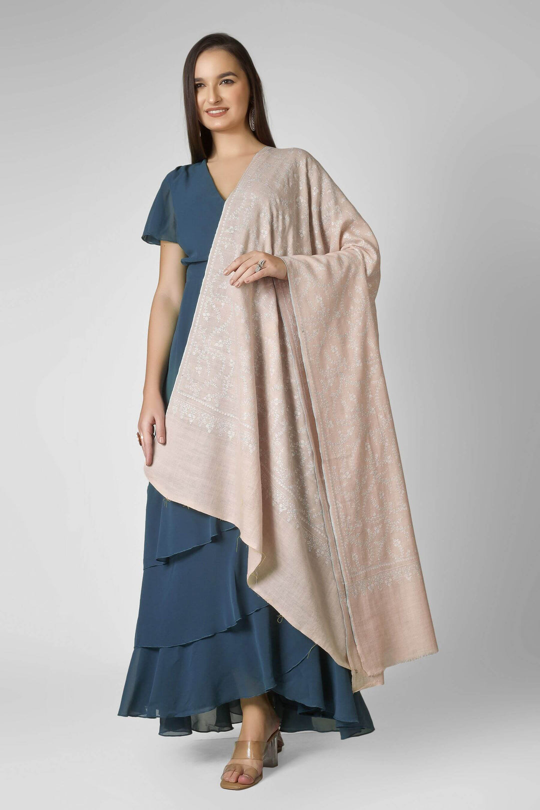 Blush Pink Arisha pashmina Jaldaar Shawl