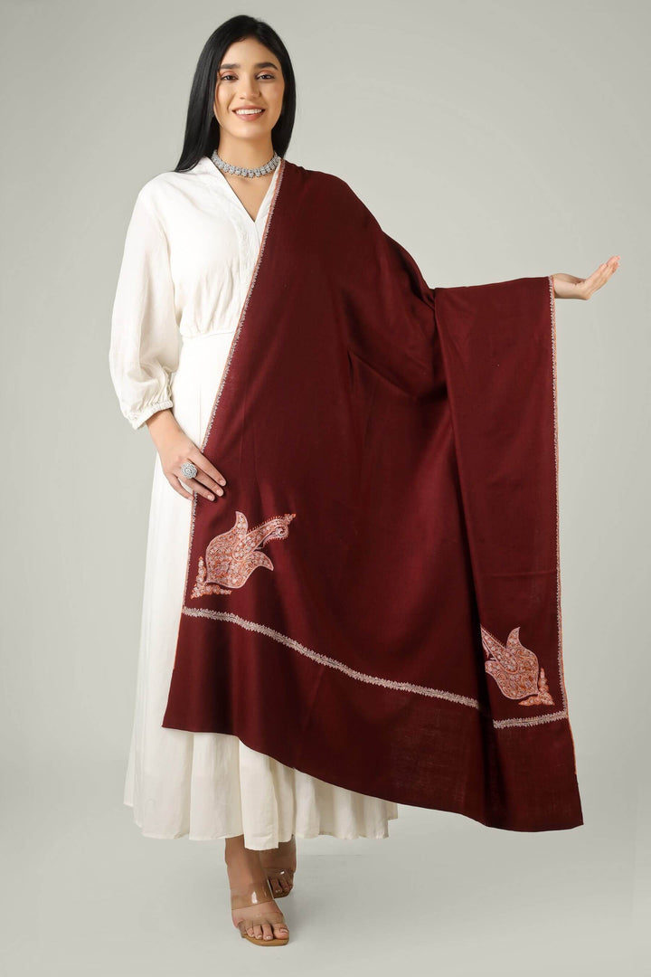 Perfect for admirers of luxury pashmina shawls across the USA, Canada, UK, Europe and the Middle East, this maroon sozni  pashmina shawl brings authentic Kashmiri sophistication to wardrobes worldwide.

    
      | pashmina shawls online | authentic Kashmiri pashmina shawl online | pure pashmina shawl online | original GI certified pashmina shawl online | luxury men's pashmina shawl online from Kashmir | where to buy online pure pashmina in India
    
    | GI Tag Certified - Government-verified authentic Kashmiri Pashmina
    | G20 Official Partner - Selected by India for G20 Summit gifting
    | Handicraft Registered - Official recognition of traditional craftsmanship
    | Certificate of Authenticity - Every purchase includes GI certification