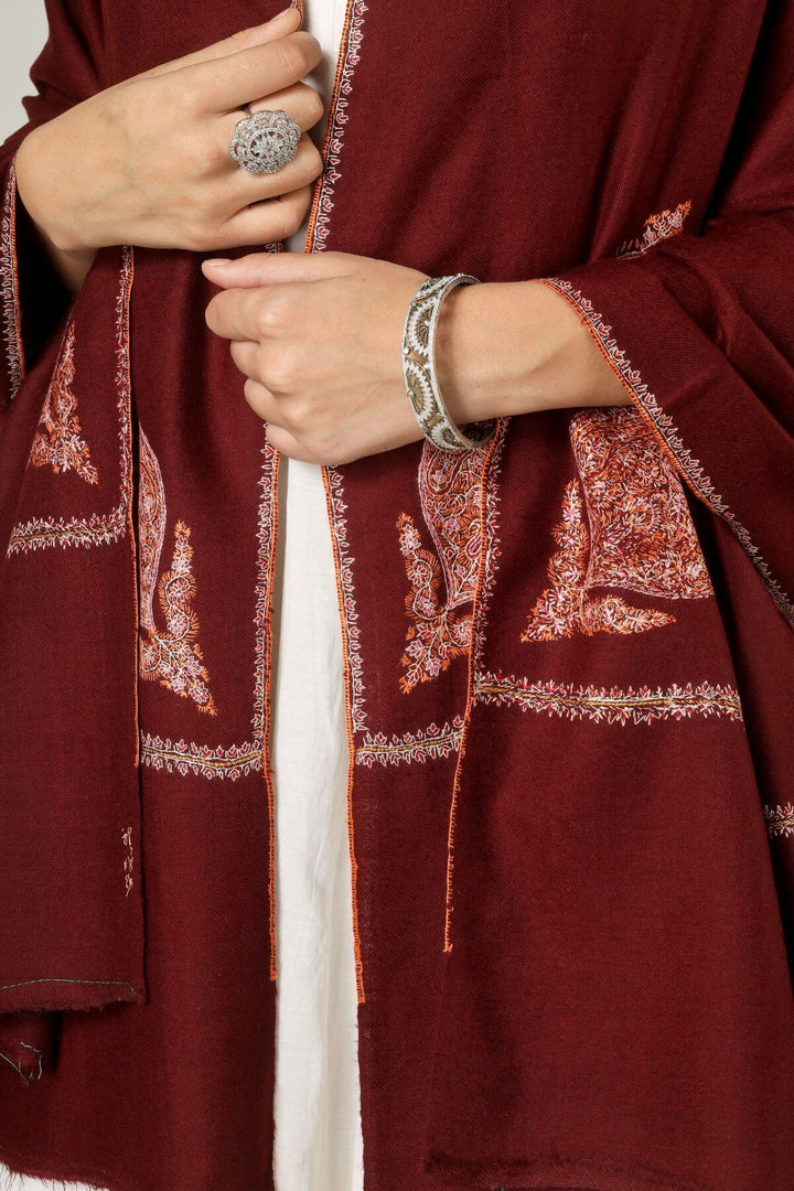 Perfect for admirers of luxury pashmina shawls across the USA, Canada, UK, Europe and the Middle East, this maroon sozni  pashmina shawl brings authentic Kashmiri sophistication to wardrobes worldwide.

    
      | pashmina shawls online | authentic Kashmiri pashmina shawl online | pure pashmina shawl online | original GI certified pashmina shawl online | luxury men's pashmina shawl online from Kashmir | where to buy online pure pashmina in India
    
    | GI Tag Certified - Government-verified authentic Kashmiri Pashmina
    | G20 Official Partner - Selected by India for G20 Summit gifting
    | Handicraft Registered - Official recognition of traditional craftsmanship
    | Certificate of Authenticity - Every purchase includes GI certification