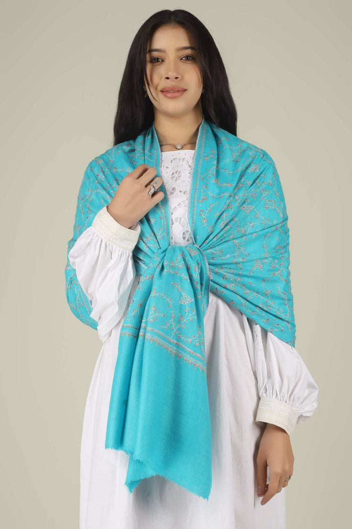 Pashmina Teal Blue Naziha Jaldaar Sozn Stole
    
      | pashmina shawls online | authentic Kashmiri pashmina shawl online | pure pashmina shawl online | original GI certified pashmina shawl online | luxury men's pashmina shawl online from Kashmir | where to buy online pure pashmina in India
    
    | GI Tag Certified - Government-verified authentic Kashmiri Pashmina
    | G20 Official Partner - Selected by India for G20 Summit gifting
    | Handicraft Registered - Official recognition of traditional craftsmanship
    | Certificate of Authenticity - Every purchase includes GI certification