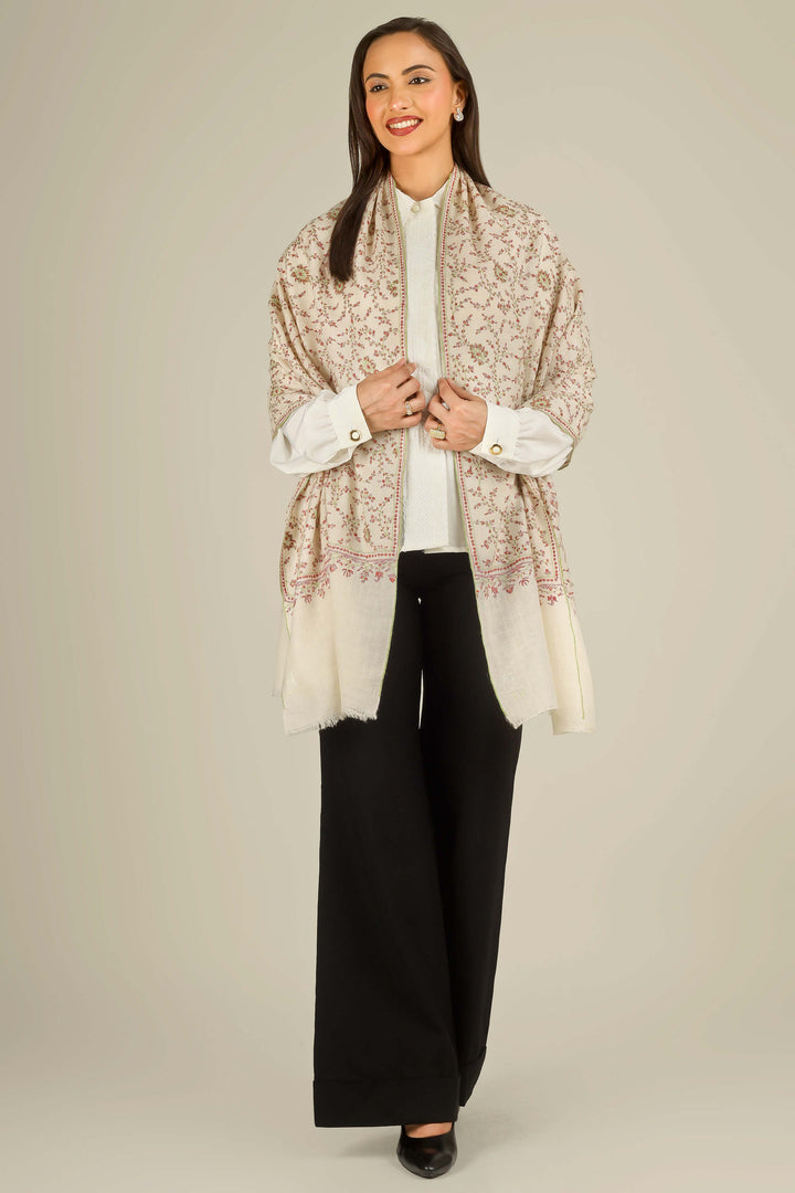 GI cream Kashmiri pure pashmina embroidered stole by Kepra, worn over white shirt and black trousers on smiling model, front view
    
      | pashmina shawls online | authentic Kashmiri pashmina shawl online | pure pashmina shawl online | original GI certified pashmina shawl online | luxury men's pashmina shawl online from Kashmir | where to buy online pure pashmina in India
    
    | GI Tag Certified - Government-verified authentic Kashmiri Pashmina
    | G20 Official Partner - Selected by India for G20 Summit gifting
    | Handicraft Registered - Official recognition of traditional craftsmanship
    | Certificate of Authenticity - Every purchase includes GI certification