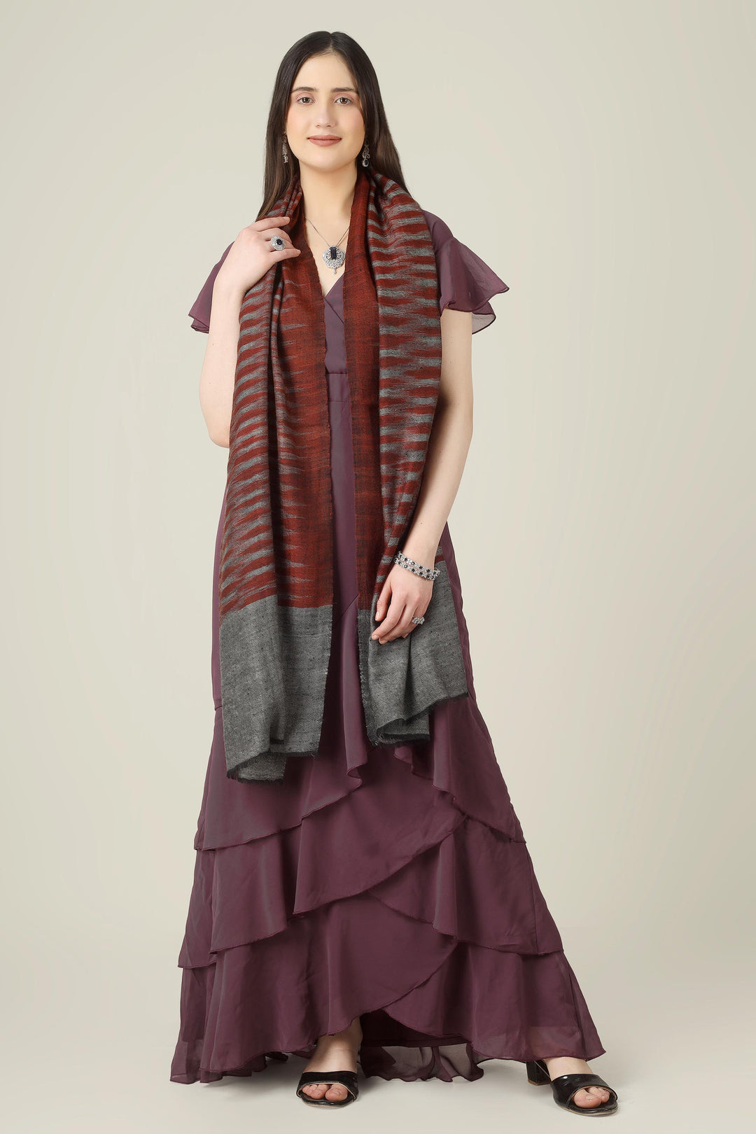 premium pashmina online, this ikat stole delivers couture-level sophistication that fits right into luxury wardrobes in the UAE and across India