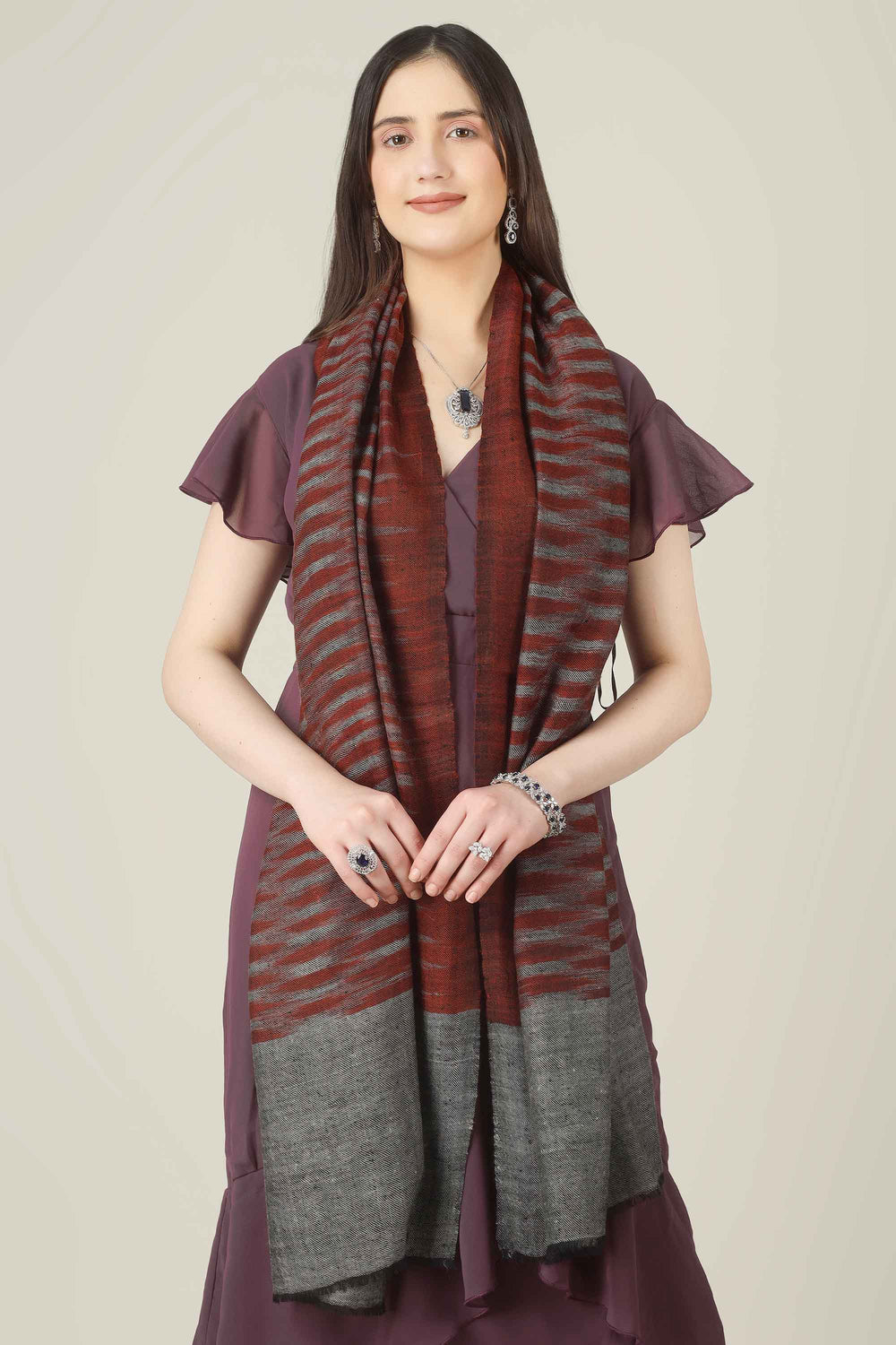 premium pashmina online, this ikat stole delivers couture-level sophistication that fits right into luxury wardrobes in the UAE and across India
