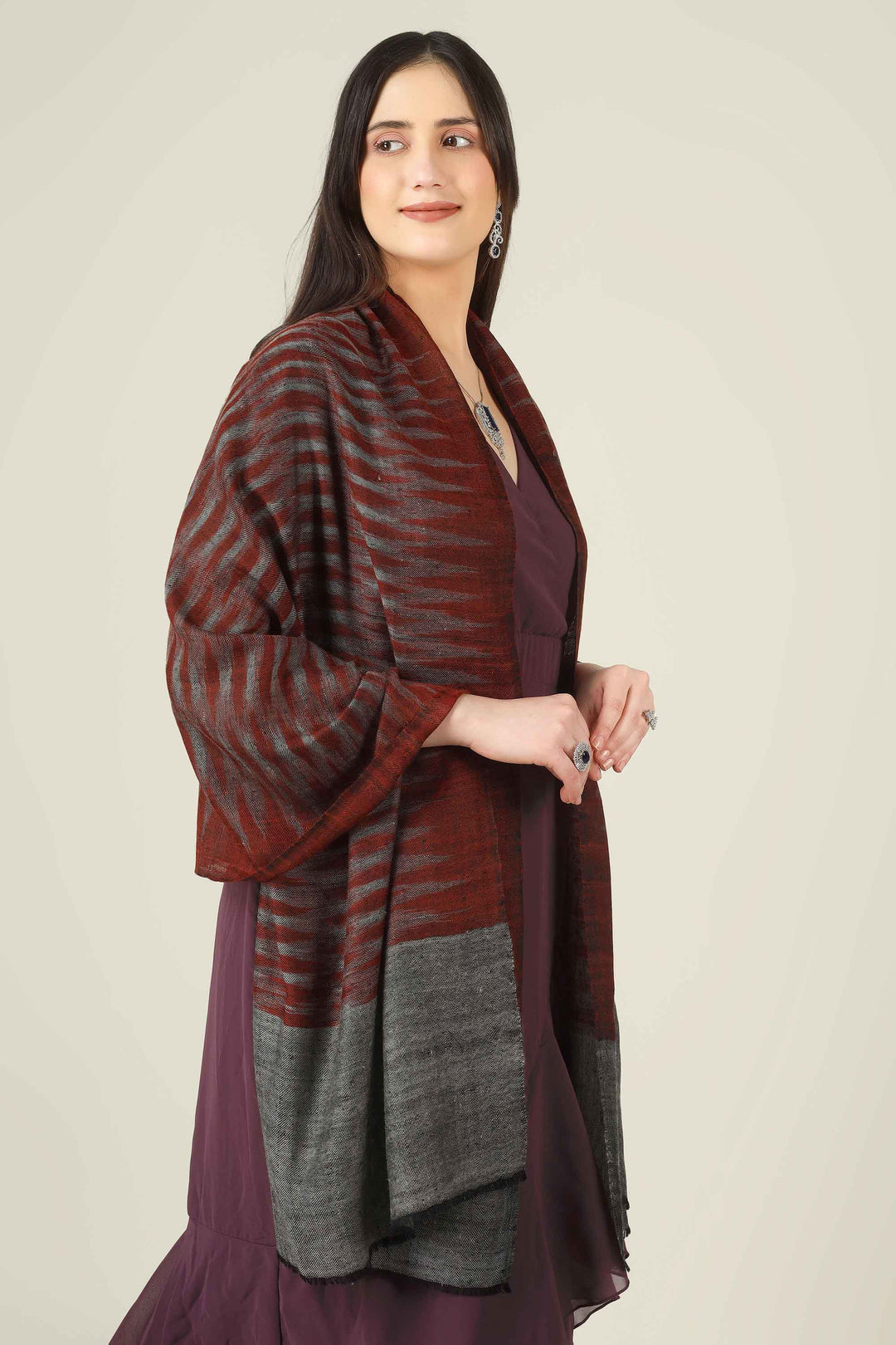 premium pashmina online, this ikat stole delivers couture-level sophistication that fits right into luxury wardrobes in the UAE and across India