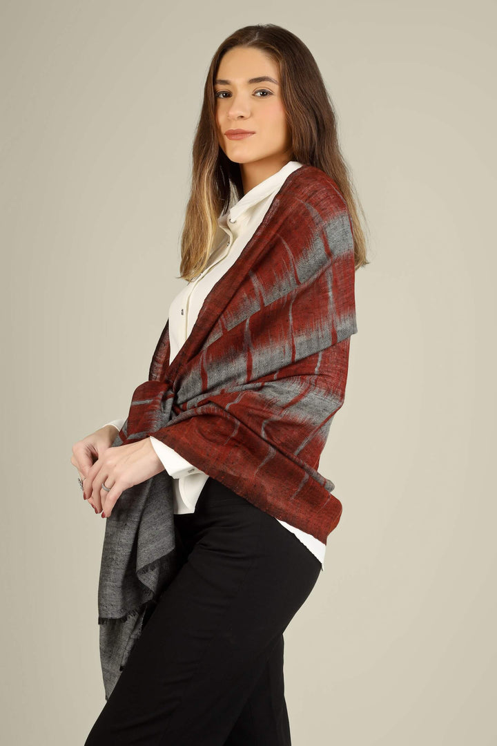This pure pashmina stole features a sophisticated smoky grey base, overlaid with broad brushstroke checks in a rich maroon tone that give it a contemporary, painterly look while keeping the texture featherlight and soft
    
      | pashmina shawls online | authentic Kashmiri pashmina shawl online | pure pashmina shawl online | original GI certified pashmina shawl online | luxury men's pashmina shawl online from Kashmir | where to buy online pure pashmina in India
    
    | GI Tag Certified - Government-verified authentic Kashmiri Pashmina
    | G20 Official Partner - Selected by India for G20 Summit gifting
    | Handicraft Registered - Official recognition of traditional craftsmanship
    | Certificate of Authenticity - Every purchase includes GI certification