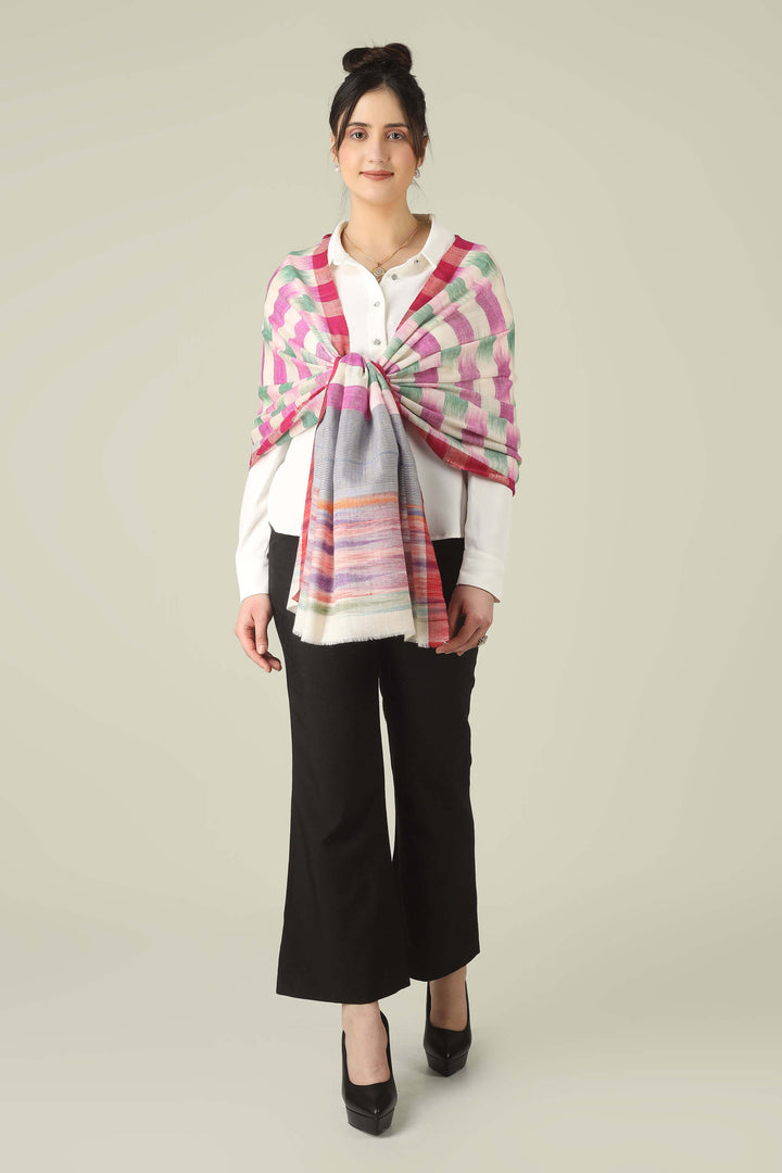 This pure pashmina stole from Kashmir is woven in joyful bands of pink, mint, lilac, grey, and sunset tones on an ivory base, giving you a painterly, multicolour finish that brightens any outfit.
    
      | pashmina shawls online | authentic Kashmiri pashmina shawl online | pure pashmina shawl online | original GI certified pashmina shawl online | luxury men's pashmina shawl online from Kashmir | where to buy online pure pashmina in India
    
    | GI Tag Certified - Government-verified authentic Kashmiri Pashmina
    | G20 Official Partner - Selected by India for G20 Summit gifting
    | Handicraft Registered - Official recognition of traditional craftsmanship
    | Certificate of Authenticity - Every purchase includes GI certification