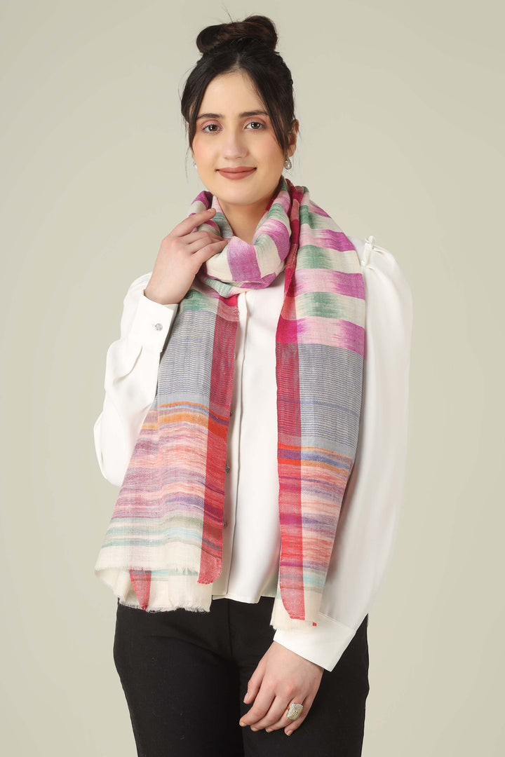 This pure pashmina stole from Kashmir is woven in joyful bands of pink, mint, lilac, grey, and sunset tones on an ivory base, giving you a painterly, multicolour finish that brightens any outfit.
    
      | pashmina shawls online | authentic Kashmiri pashmina shawl online | pure pashmina shawl online | original GI certified pashmina shawl online | luxury men's pashmina shawl online from Kashmir | where to buy online pure pashmina in India
    
    | GI Tag Certified - Government-verified authentic Kashmiri Pashmina
    | G20 Official Partner - Selected by India for G20 Summit gifting
    | Handicraft Registered - Official recognition of traditional craftsmanship
    | Certificate of Authenticity - Every purchase includes GI certification