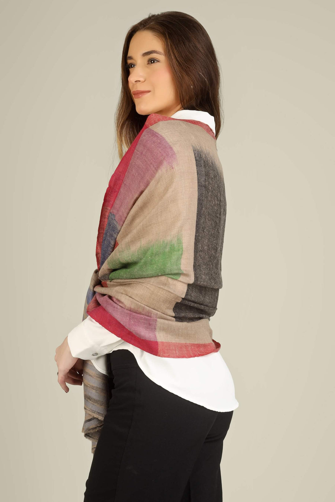 Pashmina Pure Kashmir Aaliyah Multicolor Block Pashmina Stole