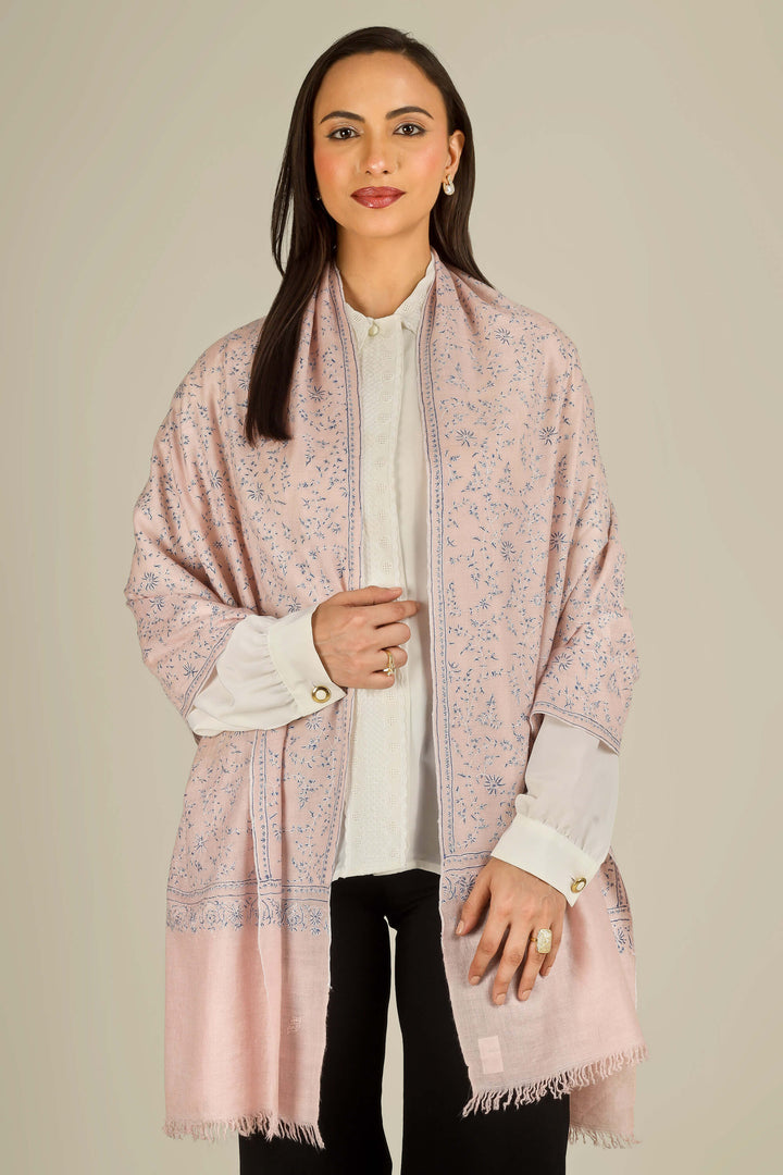 Pink Kashmiri pure pashmina embroidered stole by Kepra, draped on smiling model over white shirt and black trousers, front view
    
      | pashmina shawls online | authentic Kashmiri pashmina shawl online | pure pashmina shawl online | original GI certified pashmina shawl online | luxury men's pashmina shawl online from Kashmir | where to buy online pure pashmina in India
    
    | GI Tag Certified - Government-verified authentic Kashmiri Pashmina
    | G20 Official Partner - Selected by India for G20 Summit gifting
    | Handicraft Registered - Official recognition of traditional craftsmanship
    | Certificate of Authenticity - Every purchase includes GI certification